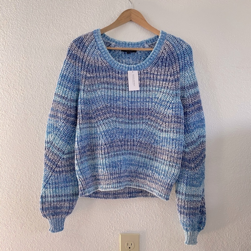 Banana Republic Blue and Gray Crew Neck Sweater
